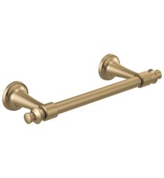 an antique brass towel bar with two handles