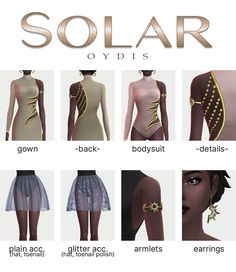 an image of the different types of clothing on display in this video game, solar odyis