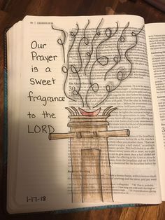 an open bible with the words our prayer is a sweet fragrance to the lord