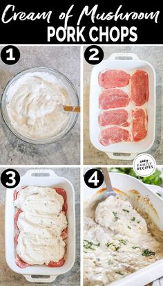 the steps to making cream cheese and pork chops