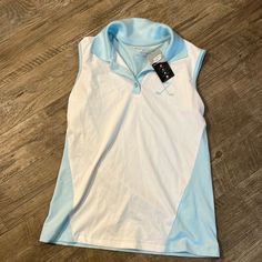 Good Condition Brand New White Fitted Golf Tops, Fitted White Golf Top, Casual White Golf Tops, Sporty Blue Golf Top, White Golf Top For Spring, White Golf Tops For Spring, Casual Blue Top For Golf, White Tops For Golf In Spring, Frutiger Aero Clothes