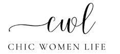 the words chic women life written in cursive writing on a white background