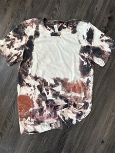 Cowhide bleached blank tee ‼️  I use Bella Canvas (until Gildan switches back to the original Heather dark) these work wonderfully for sublimation!  I make all shirts myself and no design is the same I can make them with or without the white square on the front (please leave in the notes section when checking out which you prefer) Relaxed Fit Acid Wash Bleached Top, Acid Wash Relaxed Fit Top, Casual Hand Dyed Brown Tops, Tie Dye Bleached Cotton Tops, Relaxed Fit Bleached Tie Dye Tops, Acid Wash Bleached Crew Neck Top, Bleached Grunge T-shirt In Relaxed Fit, Casual White Bleached T-shirt, Faded Bleached Graphic Tee