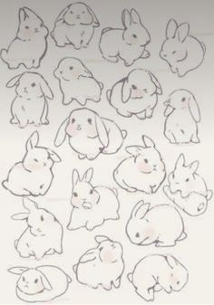 the outlines of rabbits are shown in this drawing