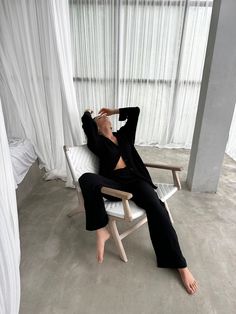 Are you seeking a women's loungewear set that combines comfort and style? This oversized black button up shirt and pant set is the perfect blend of relaxation and elegance. The fabric is soft, breathable, and gentle on your skin, giving you a cozy feel all day long. This set offers a unique texture that's durable and won't show through, ensuring both comfort and confidence. This loungewear set is ideal for lounging at home or taking on a vacation. The trouser pants feature handy pockets for extr Cute Nightwear, Shirt And Pants Set, Womens Loungewear Sets, Cotton Loungewear, Black Button Up Shirt, Button Up Shirt Womens, Bar Outfit, Women's Loungewear, Womens Pyjama Sets