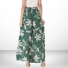 Pack these lightweight pants for your next tropical vacay! Summer Floral Print Wide-leg Bottoms, Summer Floral Print Wide-leg Pants, Summer Wide Leg Floral Print Pants, Summer Wide Leg Pants With Floral Print, Casual High Waist Floral Wide Leg Pants, Summer Floral Print Wide Leg Pants, Summer Floral Print High-waisted Wide Leg Pants, Chic Summer Floral Print Wide Leg Pants, Summer High-waisted Floral Print Wide Leg Pants