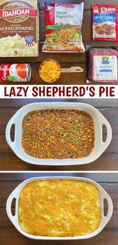 this lazy shepherd's pie is loaded with ground beef, cheese and other ingredients