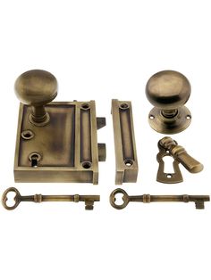 an assortment of antique style door handles and knobs