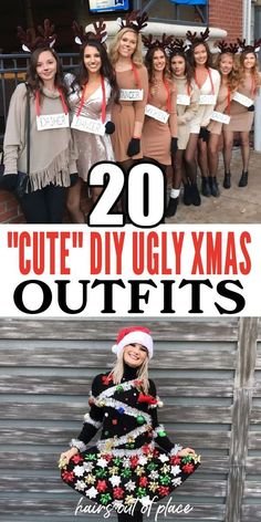 Christmas Dress Women Funny, Crazy Christmas Party Outfits, Family Christmas Dress Up Ideas, Funny Christmas Party Outfits For Women, Christmas Socks Outfit School, Christmas Themes Dress Up, Team Holiday Dress Up Ideas, Igly Christmas Sweater