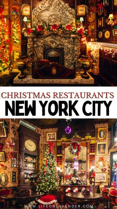 christmas restaurants in new york city with the title overlaying it's image