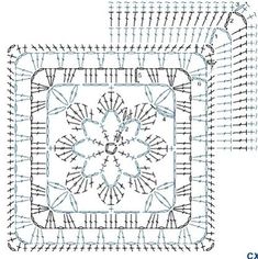 the diagram shows how to make a square quilt with two rows and four stitches on each side