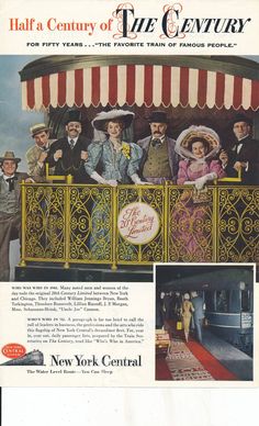 an old advertisement for the new york central railway shows men and women in fancy clothing