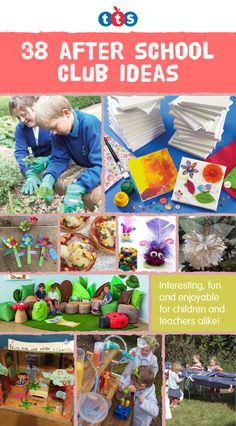 an image of children's arts and crafts with the title 38 after school club ideas