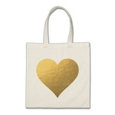 Gold Foil Heart Tote Bag Heart Tote Bag, Canvas Bag, Paper Shopping Bag, Gold Foil, Foil, Reusable Tote Bags, Created By, Tote Bag, Stars