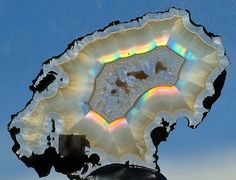 Iris Agate | Flickr - Photo Sharing! Agate Painting, Iris Agate, Esoteric Symbols, Colorful Gemstones, Rocks And Fossils, Geology Rocks