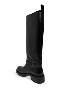 Celia Riding Boot from Stuart WeitzmanComposition: 100% Calf Leather Classic Calf Leather Boots With Flat Heel, Designer Flat Heel Boots For Work, Designer Calf Leather Knee-high Boots With Round Toe, Elegant Leather Sole Knee-high Boots For Riding, Designer Knee-high Boots With Round Toe In Calf Leather, Elegant Flat Heel Calf Leather Boots, Ysl Sandals, Zegna Shoes, Riding Boot