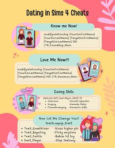 the info sheet for dating in sini 4 cheats