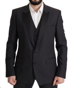 Dolce & Gabbana Elegant Dark Blue Martini Two-Piece Men's Blazer Dolce And Gabbana Suits, Blue Martini, Pieces Men, Sports Blazer, Single Breasted Jacket, Dolce E Gabbana, Double Breasted Blazer, Blazers For Men, Black Blazers