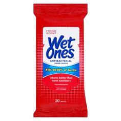 wet ones antibacterial wipes are red