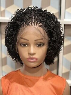 Braided micro twist wig with curly tips made on a full lace wig. Black women’s | eBay Curly Tips, Diy Hair Wig, Micro Braids Hairstyles, Cornrows Braids For Black Women, Bob Braids Hairstyles, Short Box Braids Hairstyles, Wig Black, Short Box Braids, Big Box Braids Hairstyles