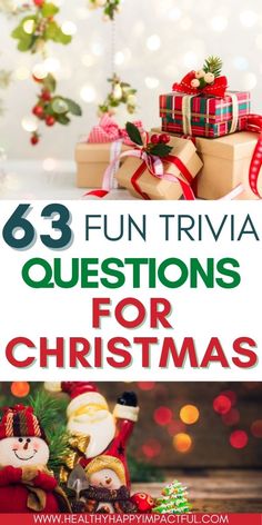 christmas presents with text that reads, fun trivia questions for christmas