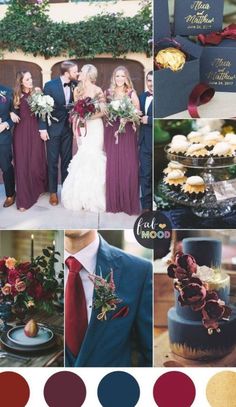 a collage of different wedding colors and details