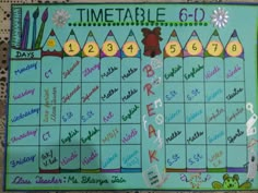 a board with numbers and pictures on it for children to play in the time table