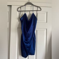 Washed, But Never Worn. Easy Slip Dress For Night Out. Blue Sleeveless H&m Dresses, H&m Blue Sleeveless Dress, Chic Blue Dress By H&m, Chic Blue H&m Dress, H&m Blue Mini Length Dresses, Fitted Blue H&m Dress, H&m Blue Mini Dress, Blue H&m Mini Dress For Summer, H&m Blue Mini Dress For Summer