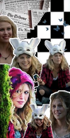 the collage has many images of people wearing bunny ears