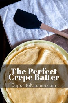 the perfect crepe batter pie is ready to be eaten with a spatula