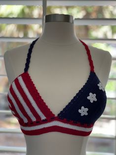 American Flag Crochet, Crochet Tube Top, Womens Halter Tops, The American Flag, Crochet Halter, Crochet Halter Tops, Palm Beach Gardens, Beach Gardens, Festival Tops