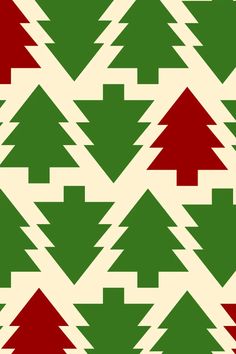 an abstract christmas tree pattern in red, green and beige