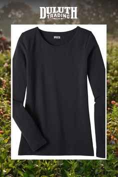 The No-Yank? Long Sleeve Scoopneck T Shirt combines soft cotton with stretch to create a shirt that stays put. Quit tusslin' with your tee and go yank free! Relaxed Fit Scoop Neck T-shirt For Fall, Fall Relaxed Fit Scoop Neck T-shirt, Fall Scoop Neck T-shirt With Relaxed Fit, Basic Scoop Neck Tops, Basic Scoop Neck T-shirt For Fall, Fall Basic Scoop Neck T-shirt, Basic Stretch Scoop Neck Top, Basic Stretch Top With Scoop Neck, Create Shirts