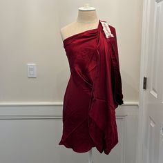 So Gorgeous And So Special. I’ve Never Worn! I Don’t See A Size Listed I’m A Four And It Fit Me! Red Draped Silk Dress, Red Pre-draped Draped Dress, Red Silk Dress For Date Night, Red Draped Mini Dress For Formal Occasions, Red One-shoulder Silk Dress, Red Silk One-shoulder Dress, Vintage Couture, Couture Runway, Dress First