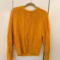 New With Tag, Never Worn, Yellow Cable Knit Crew Neck Sweater. Gap Crew Neck Sweater For Spring, Gap Crew Neck Sweater For Fall, Gap Casual Spring Sweater, Gap Long Sleeve Knit Tops, Fall Yellow Cable Knit Top, Fall Yellow Knit Top, Yellow Cable Knit Top For Fall, Gap Knit Tops For Winter, Gap Long Sleeve Winter Sweater