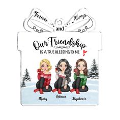 PRICES MAY VARY. Great Xmas Women Best Friend Gift: this custom friend Christmas tree ornament will give your BFF a big hug. The personal touches on it will show how much you care and move her into happy tears. Customizable Friend Ornament for Women: you can customize female avatars, name, quotes to have them printed on the Xmas ornament. Ready to make the best Christmas gift for sister best friend. Long-lasting Ornament Gift for Female Friend: this 4" x 4" besties ornament for tree decoration i 3 Bffs, 4 Besties, Christmas Tree Decorations Items, Besties Christmas, Clear Christmas Ornaments, Friend Christmas Ornaments, Gifts For Female Friends, Friend Ornament, Christmas Vibe