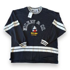 I Bought This For Myself But Unfortunately It Didn’t Fit Vintage 90s Nwt Disney Crewneck/Sweatshirt In Excellent Condition. No Flaws Deadstock Bundles Are Encouraged! Retro Oversized Tops For Game Day, Oversized Retro Top For Game Day, 90s Oversized Tops For College, Sporty Long Sleeve Tops With Character Print, Black Mickey Mouse Sweatshirt For Streetwear, Sporty Cotton Sweatshirt With Character Print, Throwback Long Sleeve Tops For Game Day, Mickey Mouse Long Sleeve Sweatshirt For Streetwear, Casual Mickey Mouse T-shirt For Fall