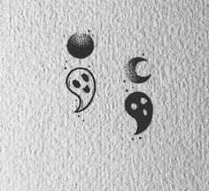 some black and white drawings on paper with the moon and stars above them in different shapes