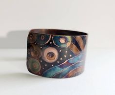 Bohemian Electroformed Cuff Bracelet Bangle, Artistic Patina Bangle Bracelet, Unique Handmade Bronze Bangle, Bronze Wearable Art Cuff Bracelet As Gift, Copper Bangle Bracelets In Wearable Art Style, Wearable Art Copper Bangle Bracelets, Artistic Patina Cuff Bracelet As Gift, Unique Handmade Copper Bangle, Artistic Patina Cuff Bracelet Gift