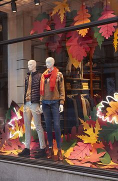 two mannequins dressed up in autumn clothing