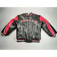 Vintage Air Jordan 23 Faux Leather Varsity Bomber Jacket Late '90s I believe.... Youth Size 8/10 Small Overall real nice condition See last photo for measurements, 90s Style Leather Jacket For Winter Streetwear, 90s Style Leather Jacket For Fall Streetwear, Kids Jackets, Jordan 23, Vintage Air, Late 90s, Kids Jacket, Air Jordan, Air Jordans