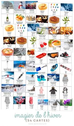 a large poster with pictures of different foods and things to eat in the wintertime