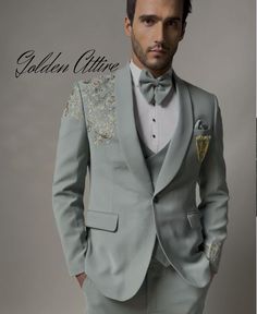 This is a Premium 3 Piece Suit by Golden Attire crafted from high quality fabric and imported materials. Our products are handcrafted by experienced tailors who make sure the that the stitching is precise, lining is proper and the overall product is sturdy enough to not go out of shape for more than a few years. Also all our products have extra margins in their length, sleeves, sides so it's easily alterable if your size changes after some time. To see more available colours and designs in this Dapper Three-piece Suit For Wedding, Bespoke Wedding Suits In Suiting Fabric, Fitted Three-piece Suit For Wedding, Bespoke Wedding Suits, Luxury Wedding Suit, Men Tuxedo Wedding, Green Three Piece Suit, Wedding Suit Groomsmen, Custom Suits Men