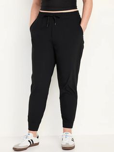 High-Waisted SleekTech Joggers | Old Navy Solid Moisture-wicking Bottoms With 5-inch Inseam, Sports Bottoms With Pockets And 5-inch Inseam, 4-way Stretch Sportswear Joggers With Side Pockets, High Waist Go-dry 4-way Stretch Bottoms, High Waist 4-way Stretch Go-dry Bottoms, High-waist 4-way Stretch Go-dry Bottoms, Solid Moisture-wicking Athleisure Bottoms, Workout Mid-rise Bottoms With Comfort Waistband, High Waist Go-dry Sportswear Bottoms