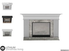 an image of a fireplace with different angles and finishes on it's mantles