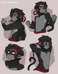 some drawings of monkeys with different poses