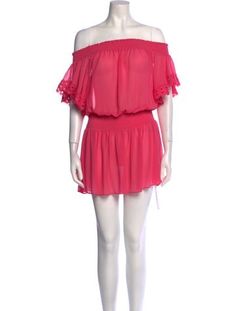 Ramy Brook DressPinkPleated & Crochet AccentsShort Sleeve with Off-The-ShoulderFit:Dresses by Ramy Brook typically fit true to size. Ramy Brook Skirt, Ramy Brook, Off The Shoulder, Dress Outfits, Mini Dress, Clothes For Women, Crochet, Dresses, Clothes