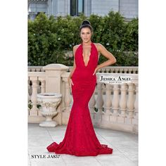 Jessica Angels Evening Dress Jessica Angle  JA837 Evening Dress Coronation Dress, Lace Halter Dress, Angel Dress, Terani Couture, Exclusive Dress, Brides Wedding Dress, Stunning Gowns, Stretch Lace, Fitted Bodice