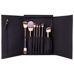 A travel-friendly set that features seven ultra-soft, bestselling brushes for the complexion and eyes.What Else You Need to Know: This collection of seven vegan brushes is enclosed in a refined bronze case. This travel-friendly set features six ultra-soft, bestselling brushes for the complexion and eyes, and one exclusive powder brush. The brushes feature high-grade, PETA-approved Taklon bristles and the brush roll is made from quality vegan leather. Chanel Rouge Coco Shine, Charlotte Tilbury Hot Lips, Travel Brush, Clear Makeup Bags, Best Makeup Brushes, Vanilla Perfume, Tom Ford Beauty, Vegan Travel, Concealer Brush