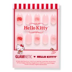 Hello Kitty Press-On Nails - AN HELLO KITTY HELLO KITTYBenefitsLength: ShortShape: OvalFinish: Glossy, VelvetOpacity: Semi-TransparentThickness: 0.6mmReusable, each wear lasts up to 2 weeksWaterproofCustomizableFeatures30 Nails in 15 Inclusive SizesNail Glue (0.07 oz)Double-Sided Nail FileCuticle StickAlcohol Pad - Hello Kitty Press-On Nails Kitty Nail, Kitty Nails, Hello Kitty Videos, Sephora Skin Care, Nail Stickers Decals, Pedicure Designs, Accent Nail, Hello Kitty Nails, Basic Nails